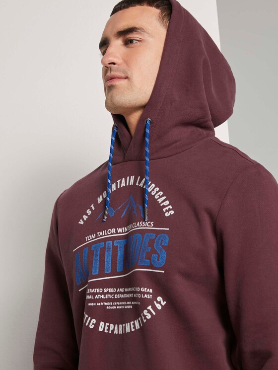 Hoodie mit Print - Männer - Dusty Wildberry Red Hoodie mit Print - Männer - Dusty Wildberry Red - 9 - TOM TAILOR