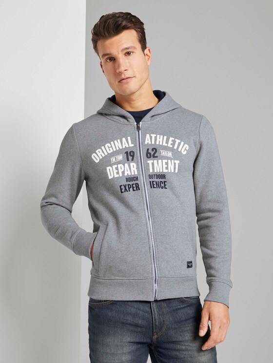 Sweatjacke mit Print - Männer - Middle Grey Melange Sweatjacke mit Print - Männer - Middle Grey Melange - 1 - TOM TAILOR