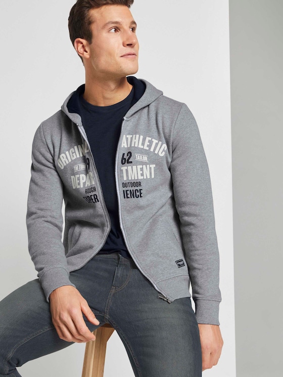 Sweatjacke mit Print - Männer - Middle Grey Melange Sweatjacke mit Print - Männer - Middle Grey Melange - 5 - TOM TAILOR