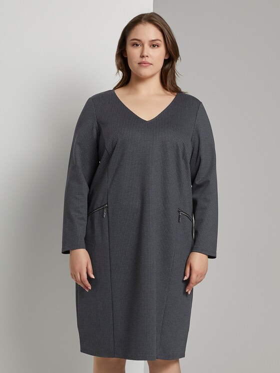 Curvy - Jerseykleid im Hahnentrittmuster - Frauen - grey houndtooth check Curvy - Jerseykleid im Hahnentrittmuster - Frauen - grey houndtooth check - 1 - My True Me