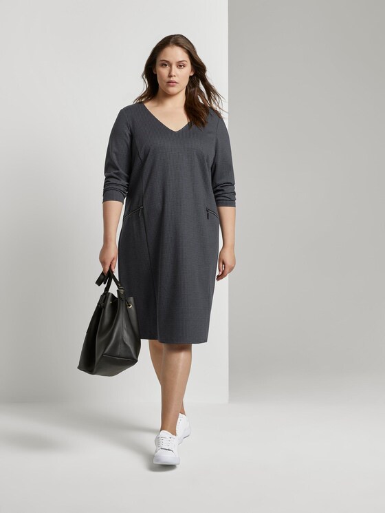 Curvy - Jerseykleid im Hahnentrittmuster - Frauen - grey houndtooth check Curvy - Jerseykleid im Hahnentrittmuster - Frauen - grey houndtooth check - 3 - My True Me