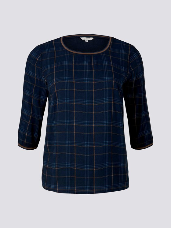 3/4-Arm Shirt im Materialmix - Frauen - navy bold printed check 3/4-Arm Shirt im Materialmix - Frauen - navy bold printed check - 7 - My True Me