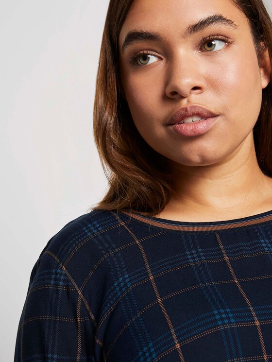 3/4-Arm Shirt im Materialmix - Frauen - navy bold printed check 3/4-Arm Shirt im Materialmix - Frauen - navy bold printed check - 9 - My True Me