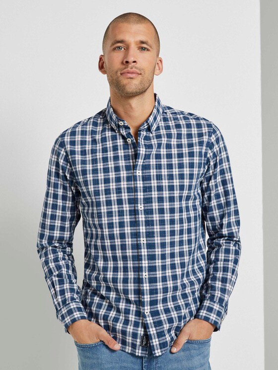 Klassisches Karohemd - Männer - navy offwhite space yarn check Klassisches Karohemd - Männer - navy offwhite space yarn check - 1 - TOM TAILOR