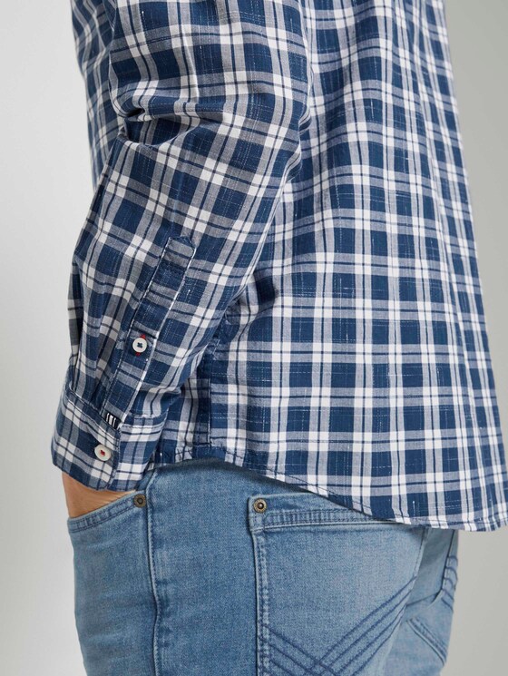 Klassisches Karohemd - Männer - navy offwhite space yarn check Klassisches Karohemd - Männer - navy offwhite space yarn check - 10 - TOM TAILOR