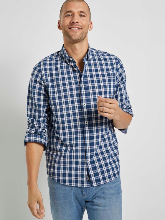 Klassisches Karohemd - Männer - navy offwhite space yarn check Klassisches Karohemd - Männer - navy offwhite space yarn check - 5 - TOM TAILOR