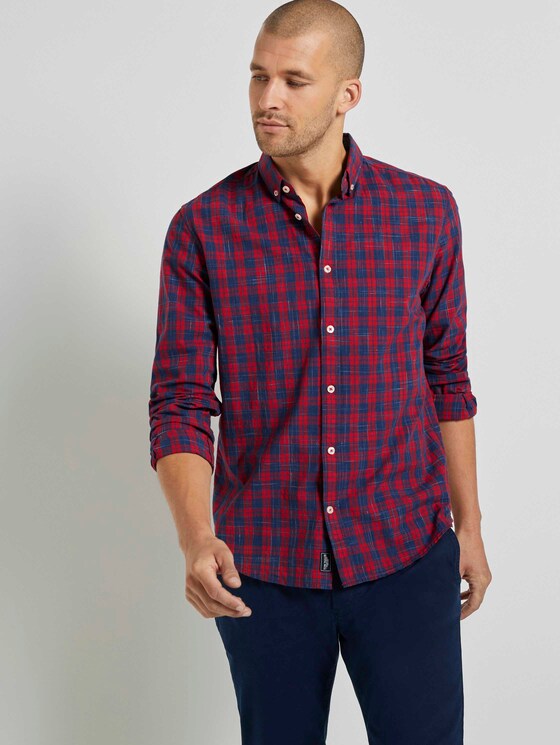 Klassisches Karohemd - Männer - red navy space yarn check Klassisches Karohemd - Männer - red navy space yarn check - 5 - TOM TAILOR