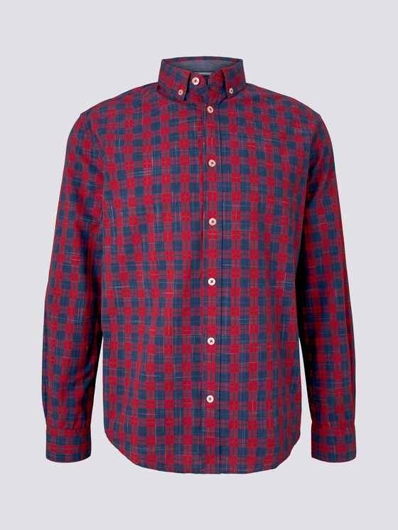Klassisches Karohemd - Männer - red navy space yarn check Klassisches Karohemd - Männer - red navy space yarn check - 7 - TOM TAILOR