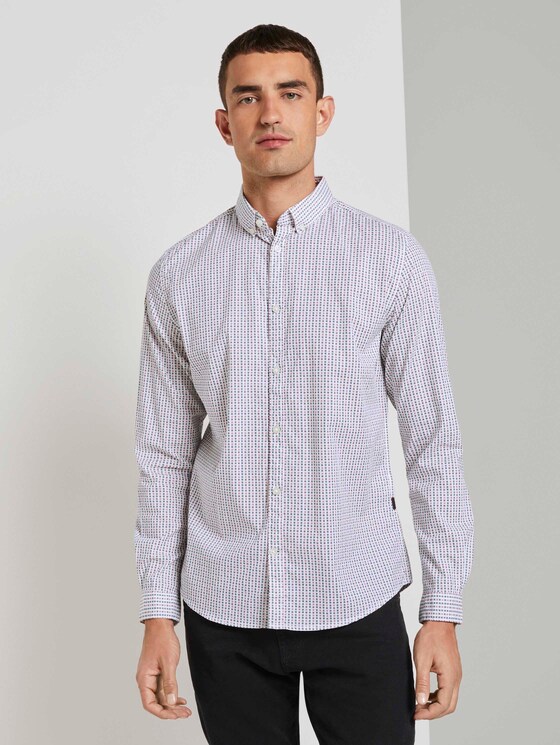 Gemustertes Slim Fit Hemd - Männer - white colourful squares design Gemustertes Slim Fit Hemd - Männer - white colourful squares design - 1 - TOM TAILOR