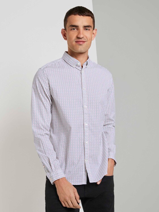 Gemustertes Slim Fit Hemd - Männer - white colourful squares design Gemustertes Slim Fit Hemd - Männer - white colourful squares design - 5 - TOM TAILOR