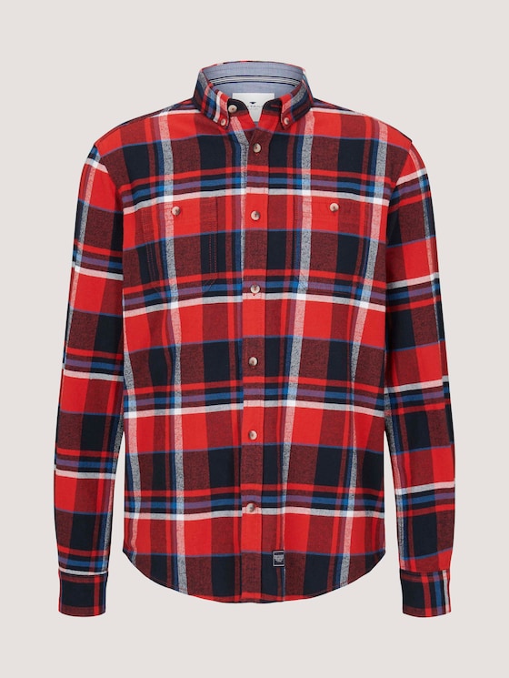 Kariertes Hemd mit Brusttaschen - Männer - red blue shades check Kariertes Hemd mit Brusttaschen - Männer - red blue shades check - 7 - TOM TAILOR
