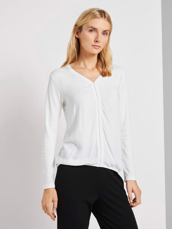 Langarmshirt im Materialmix - Frauen - Whisper White Langarmshirt im Materialmix - Frauen - Whisper White - 1 - TOM TAILOR