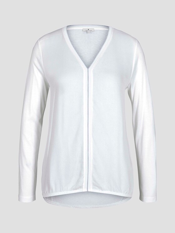 Langarmshirt im Materialmix - Frauen - Whisper White Langarmshirt im Materialmix - Frauen - Whisper White - 7 - TOM TAILOR