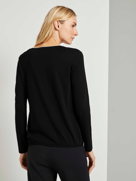 Langarmshirt im Materialmix - Frauen - Deep Black Langarmshirt im Materialmix - Frauen - Deep Black - 2 - TOM TAILOR