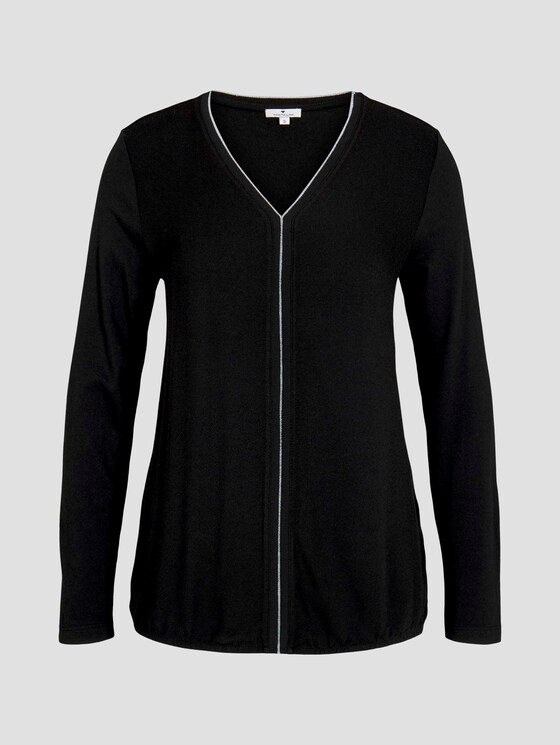 Langarmshirt im Materialmix - Frauen - Deep Black Langarmshirt im Materialmix - Frauen - Deep Black - 7 - TOM TAILOR