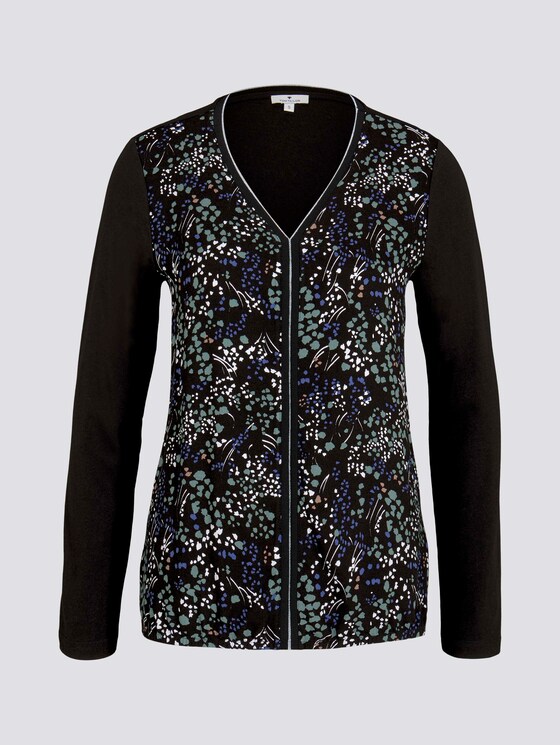 Langarmshirt im Materialmix - Frauen - black floral design Langarmshirt im Materialmix - Frauen - black floral design - 7 - TOM TAILOR