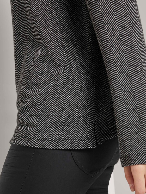 Langarmshirt im Mustermix - Frauen - dark grey herringbone small Langarmshirt im Mustermix - Frauen - dark grey herringbone small - 10 - TOM TAILOR