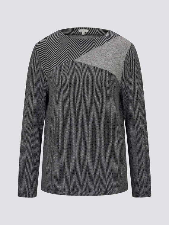 Langarmshirt im Mustermix - Frauen - dark grey herringbone small Langarmshirt im Mustermix - Frauen - dark grey herringbone small - 7 - TOM TAILOR