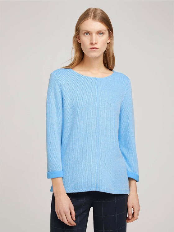 Sweatshirt mit melierter Innenseite - Frauen - soft cloud blue melange Sweatshirt mit melierter Innenseite - Frauen - soft cloud blue melange - 1 - TOM TAILOR