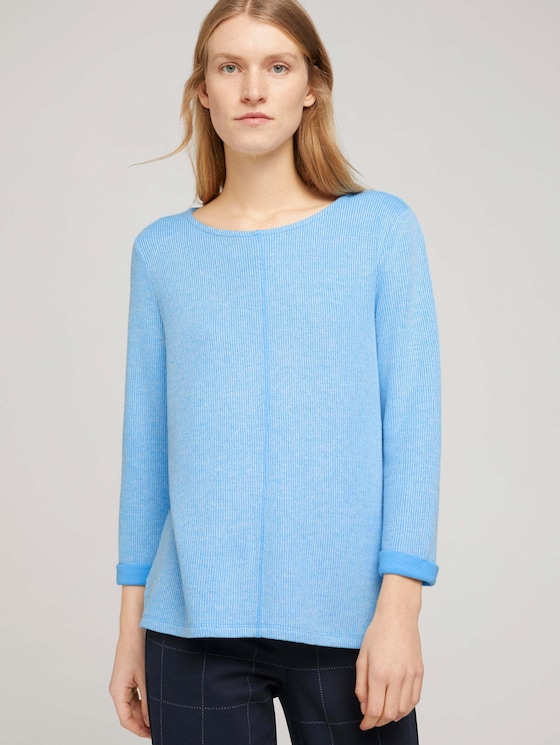 Sweatshirt mit melierter Innenseite - Frauen - soft cloud blue melange Sweatshirt mit melierter Innenseite - Frauen - soft cloud blue melange - 5 - TOM TAILOR