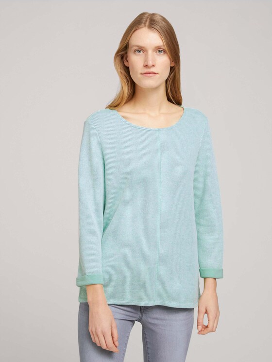 Sweatshirt met gemêleerde binnenkant - Vrouwen - soft leaf green melange Sweatshirt met gemêleerde binnenkant - Vrouwen - soft leaf green melange - 1 - TOM TAILOR
