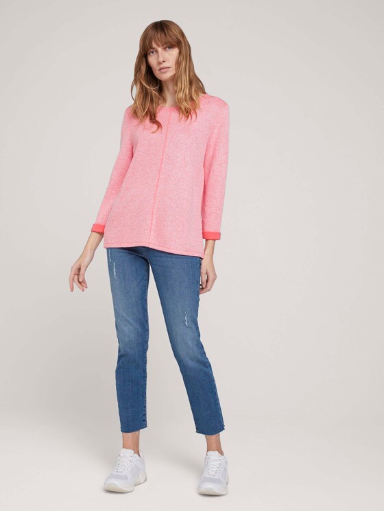 Sweatshirt mit melierter Innenseite - Frauen - strong peach melange Sweatshirt mit melierter Innenseite - Frauen - strong peach melange - 3 - TOM TAILOR