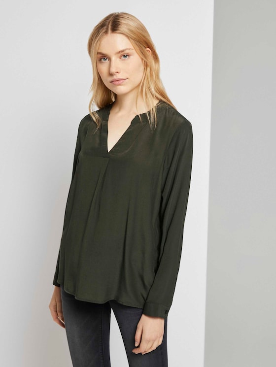 Bluse mit Rüschendetail - Frauen - Dark Rosin Green Bluse mit Rüschendetail - Frauen - Dark Rosin Green - 1 - TOM TAILOR