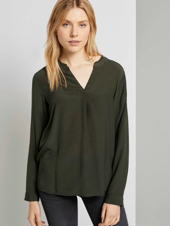 Bluse mit Rüschendetail - Frauen - Dark Rosin Green Bluse mit Rüschendetail - Frauen - Dark Rosin Green - 5 - TOM TAILOR