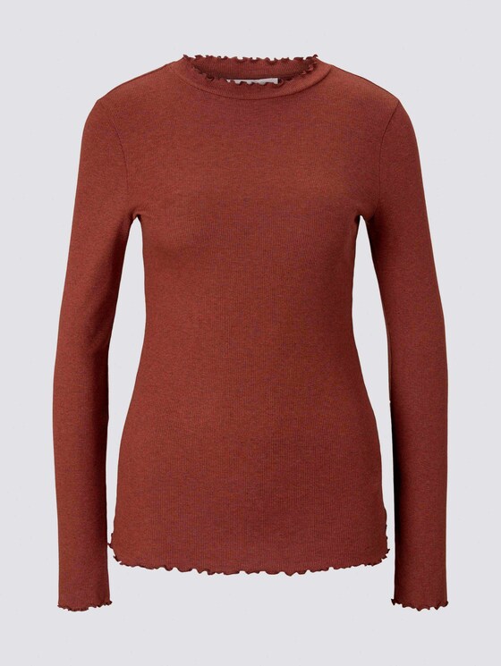 Geripptes Langarmshirt mit Stehkragen - Frauen - rust orange melange Geripptes Langarmshirt mit Stehkragen - Frauen - rust orange melange - 7 - TOM TAILOR Denim