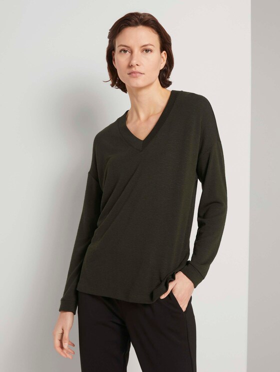 Langarmshirt mit V-Ausschnitt - Frauen - Dark Rosin Green Langarmshirt mit V-Ausschnitt - Frauen - Dark Rosin Green - 1 - TOM TAILOR