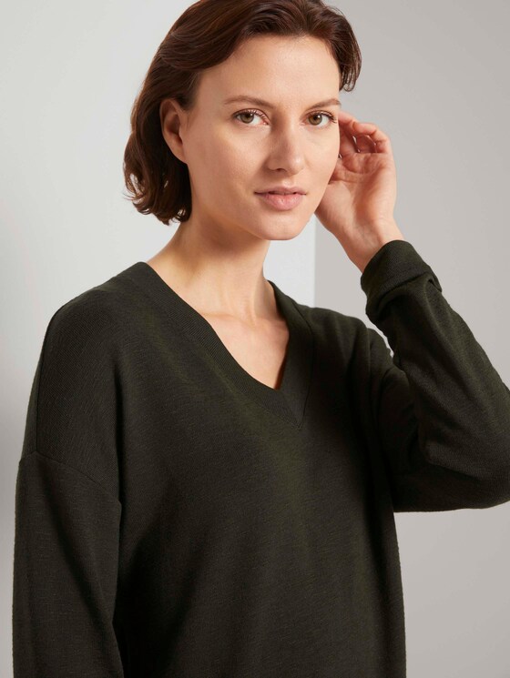 Langarmshirt mit V-Ausschnitt - Frauen - Dark Rosin Green Langarmshirt mit V-Ausschnitt - Frauen - Dark Rosin Green - 9 - TOM TAILOR