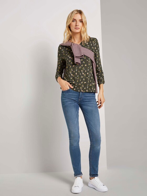 Gemustertes Henley-Shirt - Frauen - dark rosin floral design Gemustertes Henley-Shirt - Frauen - dark rosin floral design - 3 - TOM TAILOR