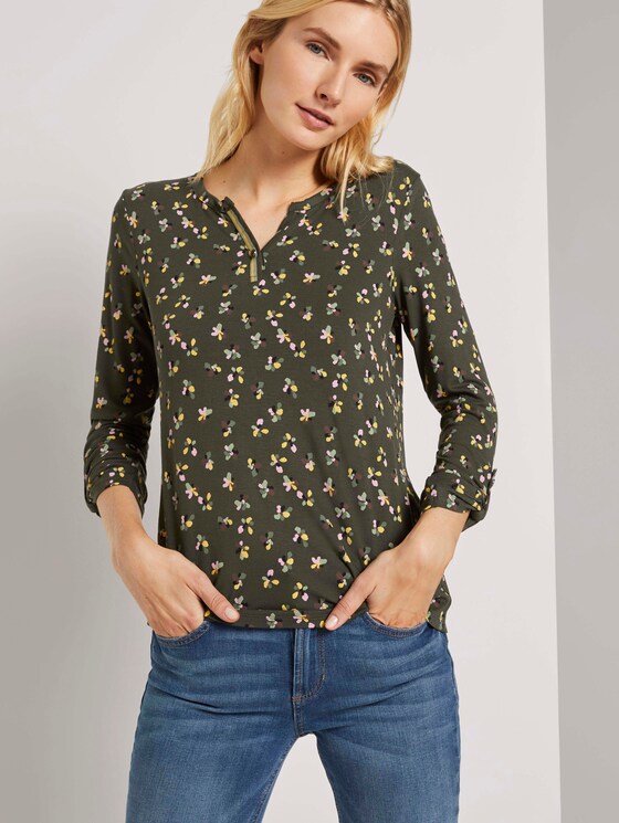Gemustertes Henley-Shirt - Frauen - dark rosin floral design Gemustertes Henley-Shirt - Frauen - dark rosin floral design - 5 - TOM TAILOR