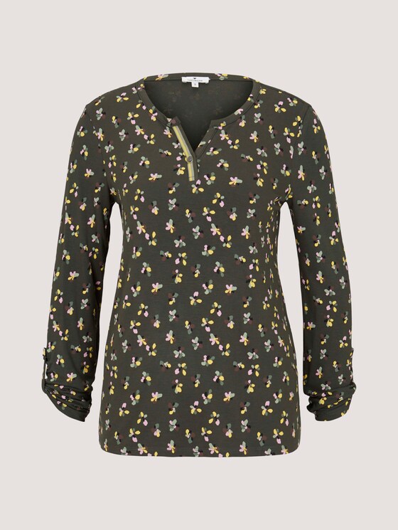 Gemustertes Henley-Shirt - Frauen - dark rosin floral design Gemustertes Henley-Shirt - Frauen - dark rosin floral design - 7 - TOM TAILOR