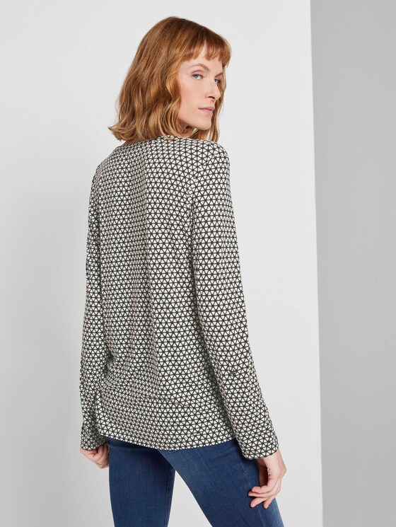 Gemustertes Henley-Shirt - Frauen - dark rosin black minimal Gemustertes Henley-Shirt - Frauen - dark rosin black minimal - 2 - TOM TAILOR