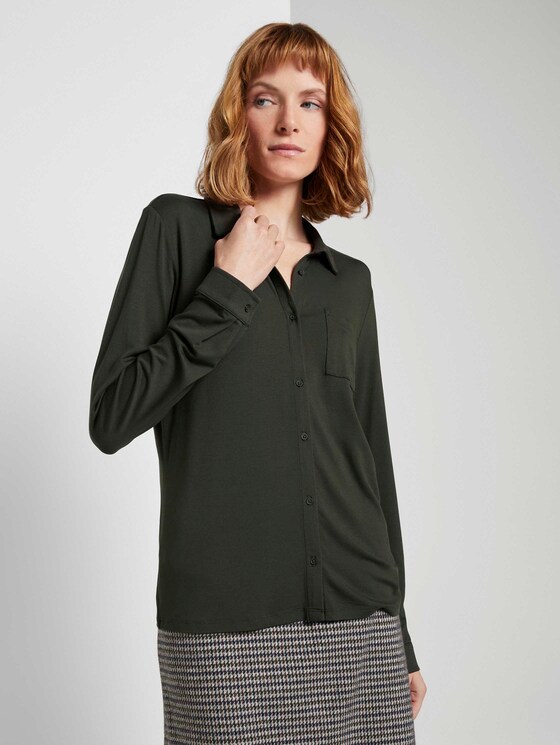 Blusenshirt mit Brusttasche - Frauen - Dark Rosin Green Blusenshirt mit Brusttasche - Frauen - Dark Rosin Green - 1 - TOM TAILOR