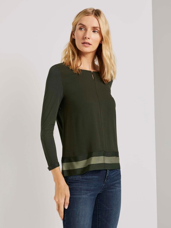 3/4-Arm Shirt im Materialmix - Frauen - Dark Rosin Green 3/4-Arm Shirt im Materialmix - Frauen - Dark Rosin Green - 1 - TOM TAILOR
