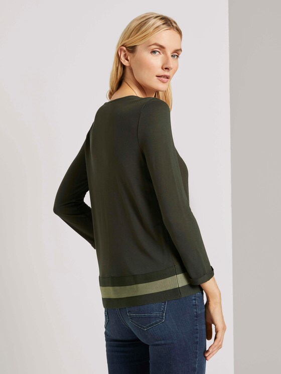 3/4-Arm Shirt im Materialmix - Frauen - Dark Rosin Green 3/4-Arm Shirt im Materialmix - Frauen - Dark Rosin Green - 2 - TOM TAILOR