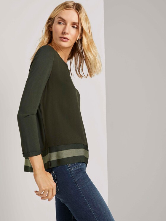 3/4-Arm Shirt im Materialmix - Frauen - Dark Rosin Green 3/4-Arm Shirt im Materialmix - Frauen - Dark Rosin Green - 5 - TOM TAILOR