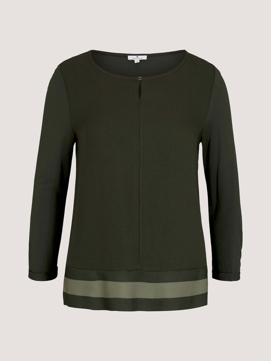 3/4-Arm Shirt im Materialmix - Frauen - Dark Rosin Green 3/4-Arm Shirt im Materialmix - Frauen - Dark Rosin Green - 7 - TOM TAILOR