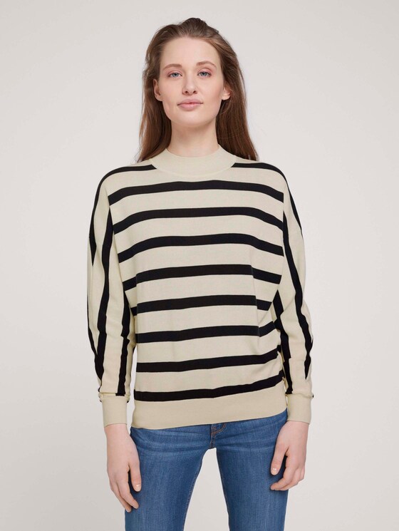 Strickpullover aus Bio-Baumwolle - Frauen - big creme navy stripe Strickpullover aus Bio-Baumwolle - Frauen - big creme navy stripe - 1 - TOM TAILOR Denim