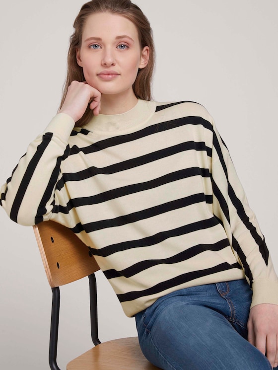 Strickpullover aus Bio-Baumwolle - Frauen - big creme navy stripe Strickpullover aus Bio-Baumwolle - Frauen - big creme navy stripe - 5 - TOM TAILOR Denim