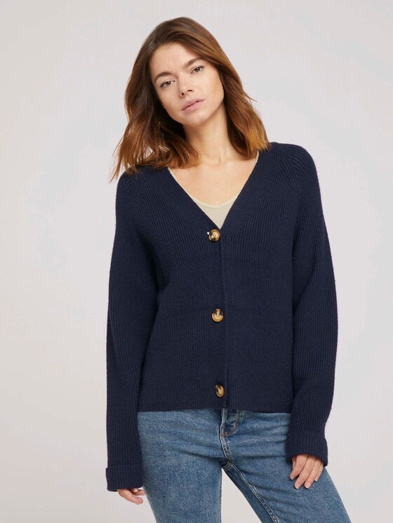Cardigan mit V-Ausschnitt - Frauen - Real Navy Blue Cardigan mit V-Ausschnitt - Frauen - Real Navy Blue - 1 - TOM TAILOR Denim