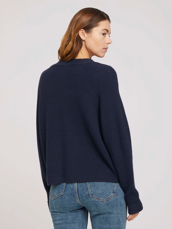 Cardigan mit V-Ausschnitt - Frauen - Real Navy Blue Cardigan mit V-Ausschnitt - Frauen - Real Navy Blue - 2 - TOM TAILOR Denim