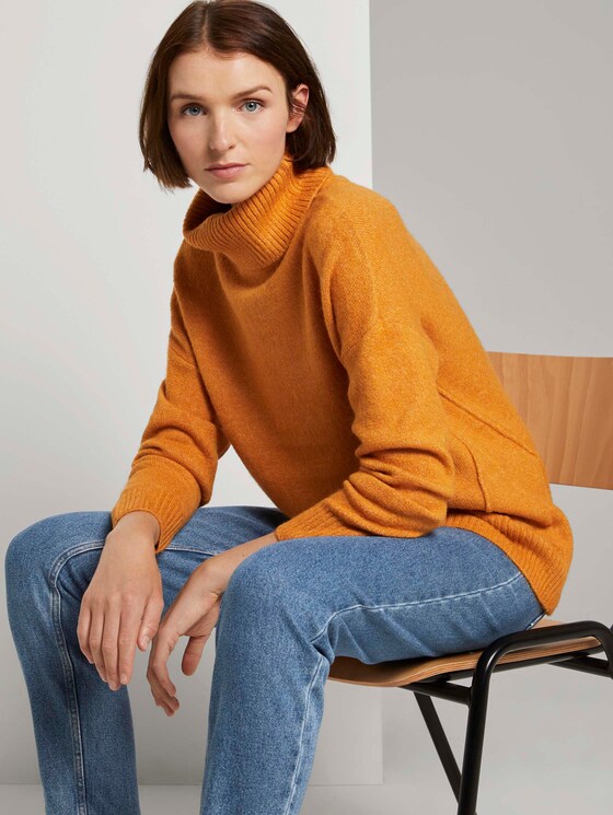 Lockerer Rollkragenpullover - Frauen - orange yellow melange Lockerer Rollkragenpullover - Frauen - orange yellow melange - 5 - TOM TAILOR Denim