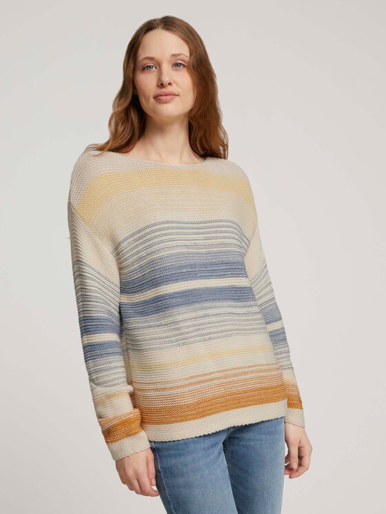 gestreifter Pullover - Frauen - creme navy structured stripe gestreifter Pullover - Frauen - creme navy structured stripe - 1 - TOM TAILOR Denim