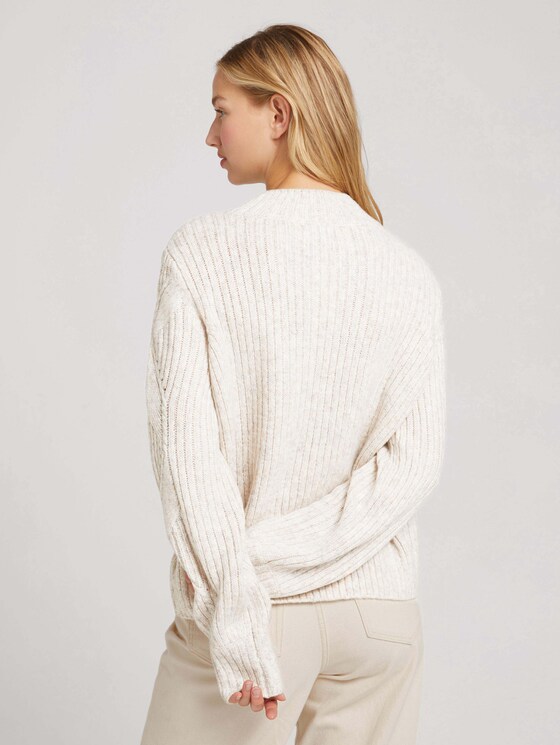 Pullover mit Rippbündchen - Frauen - light creme neps melange Pullover mit Rippbündchen - Frauen - light creme neps melange - 2 - TOM TAILOR Denim