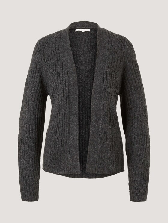 Strukturierter Cardigan mit Rippbündchen - Frauen - Shale Grey Melange Strukturierter Cardigan mit Rippbündchen - Frauen - Shale Grey Melange - 7 - TOM TAILOR Denim