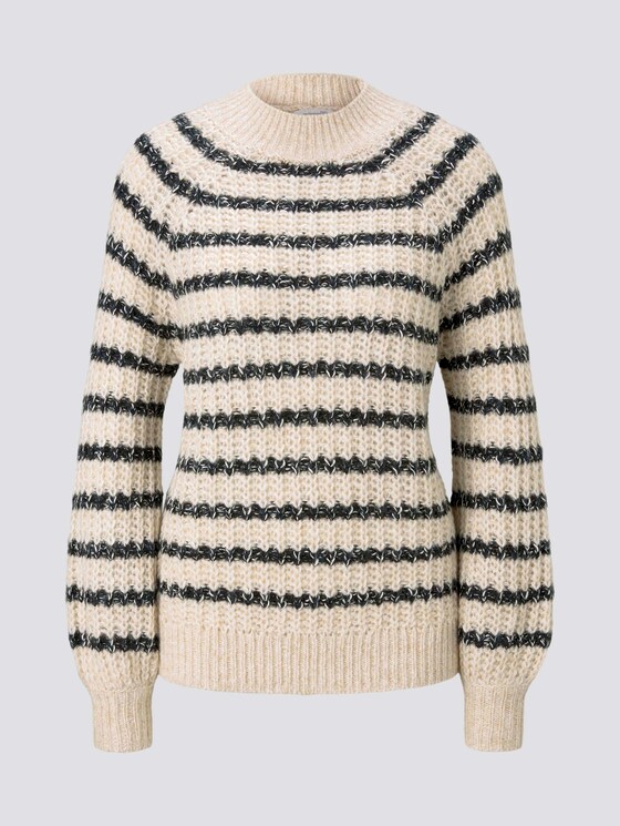 Stehkragenpullover im Streifenmuster - Frauen - big creme navy stripe Stehkragenpullover im Streifenmuster - Frauen - big creme navy stripe - 7 - TOM TAILOR Denim