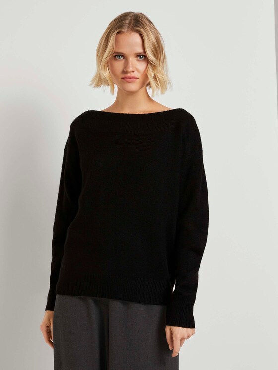 Off schouder gebreide trui - Vrouwen - Deep Black Off schouder gebreide trui - Vrouwen - Deep Black - 1 - TOM TAILOR Denim